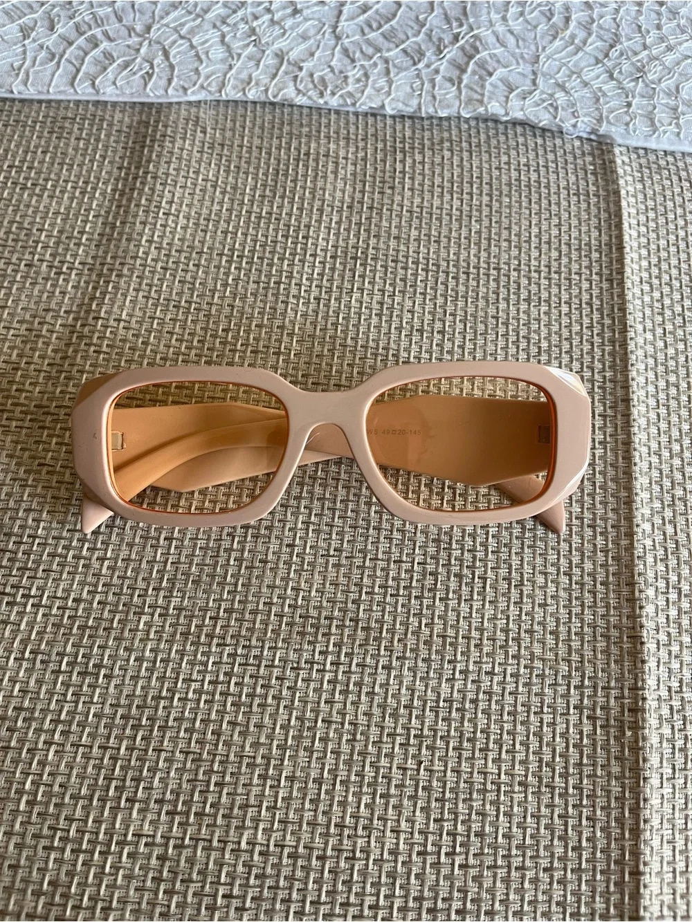 Prada Pink Square Sunglasses with Peach-Tinted Lenses